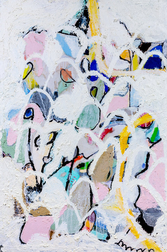 "C1" (2026) — oil paint stick and sharpie on raw canvas
