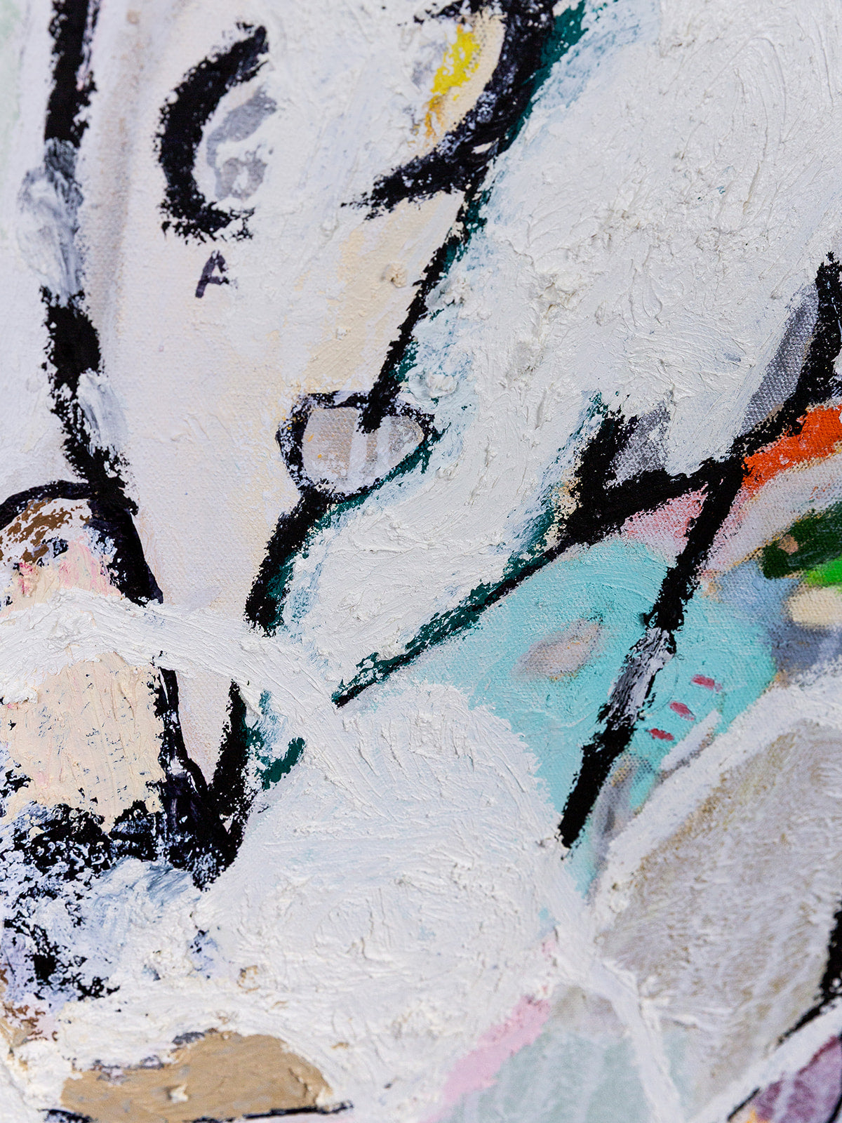 "C1" (2026) — oil paint stick and sharpie on raw canvas