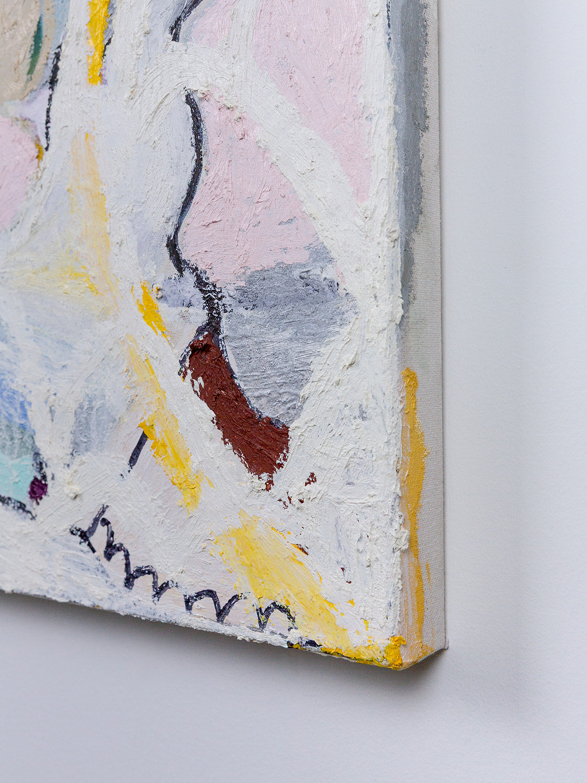 "C1" (2026) — oil paint stick and sharpie on raw canvas