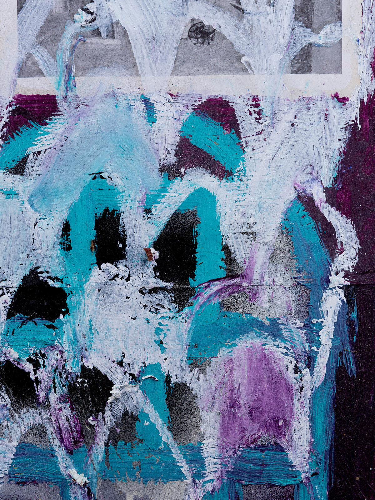"remains" — mixed media and oil paint stick on canvas, 2025