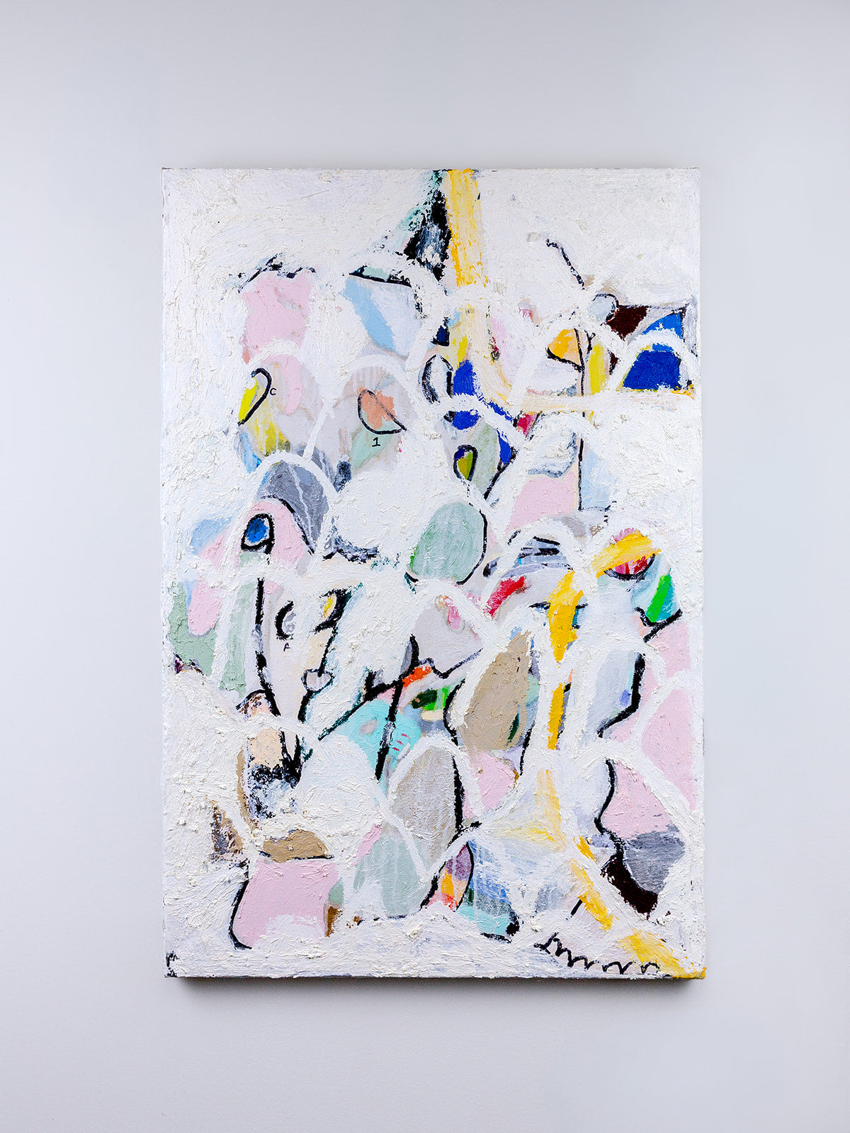 "C1" (2026) — oil paint stick and sharpie on raw canvas