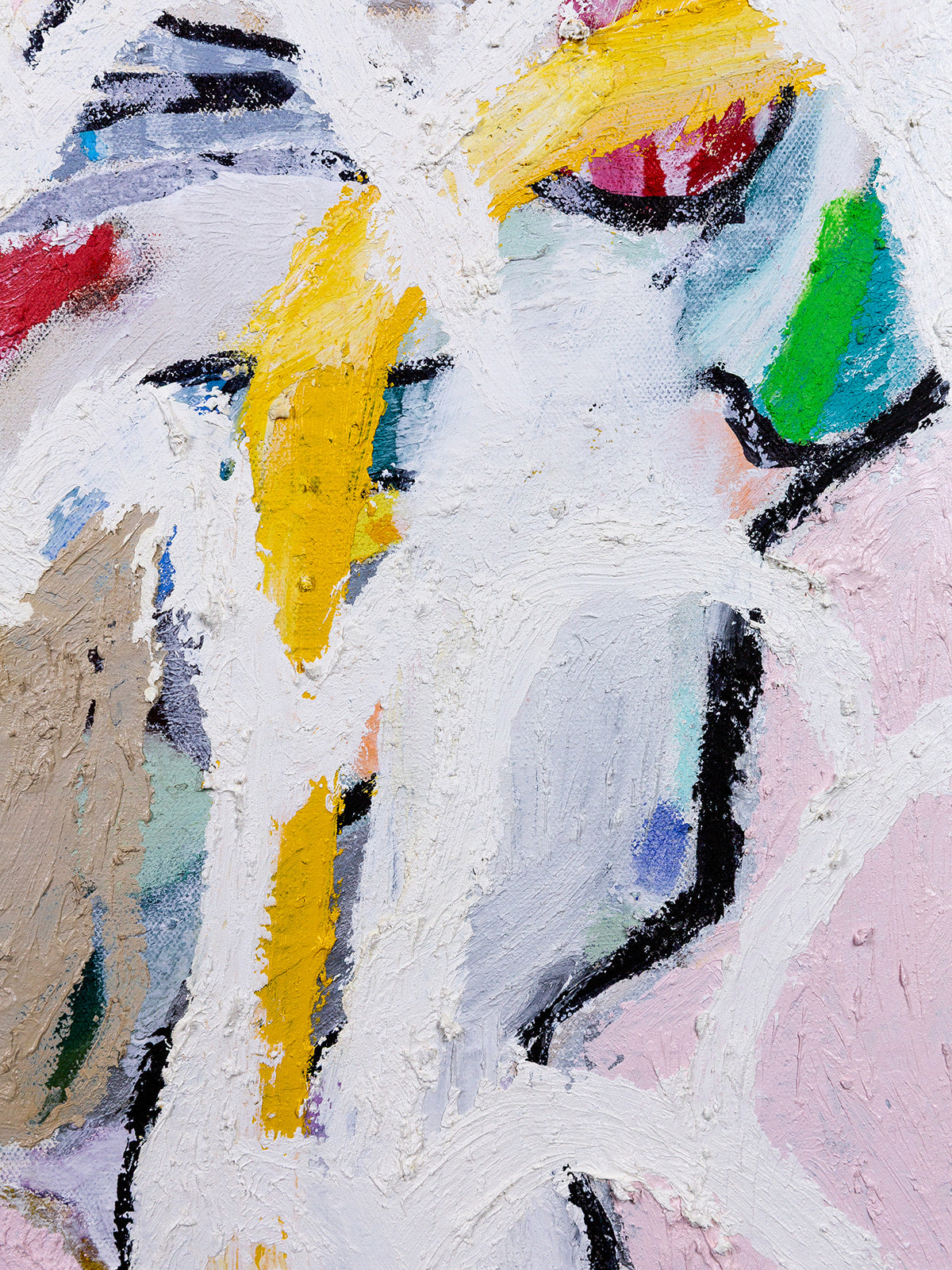 "C1" (2026) — oil paint stick and sharpie on raw canvas