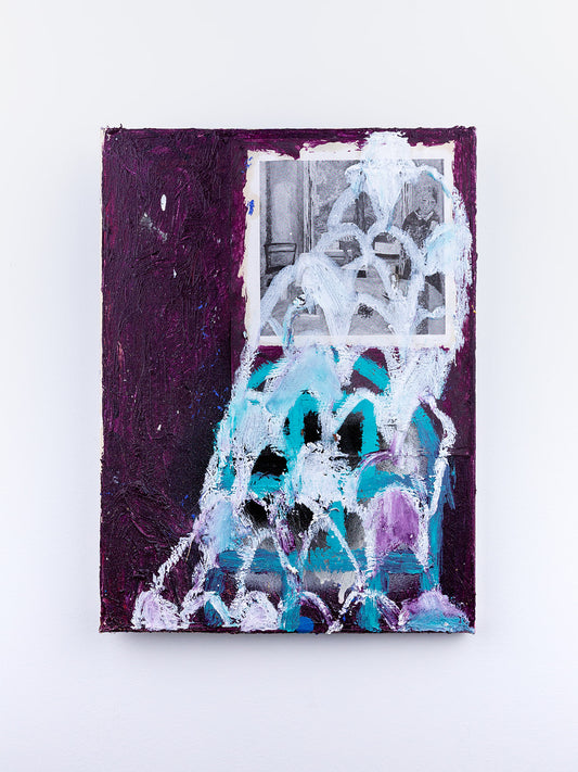 "remains" — mixed media and oil paint stick on canvas, 2025