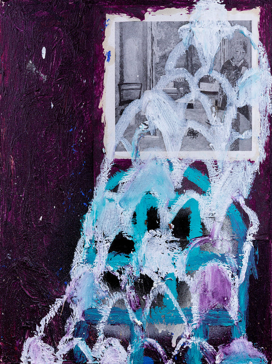 "remains" — mixed media and oil paint stick on canvas, 2025